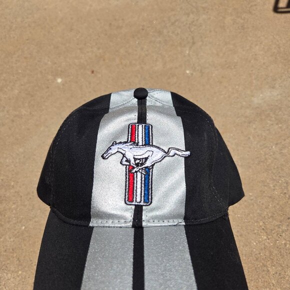 STRIPED FORD Mustang Hat NEW! vtg reflective sport americana car usa race racer - Picture 4 of 7